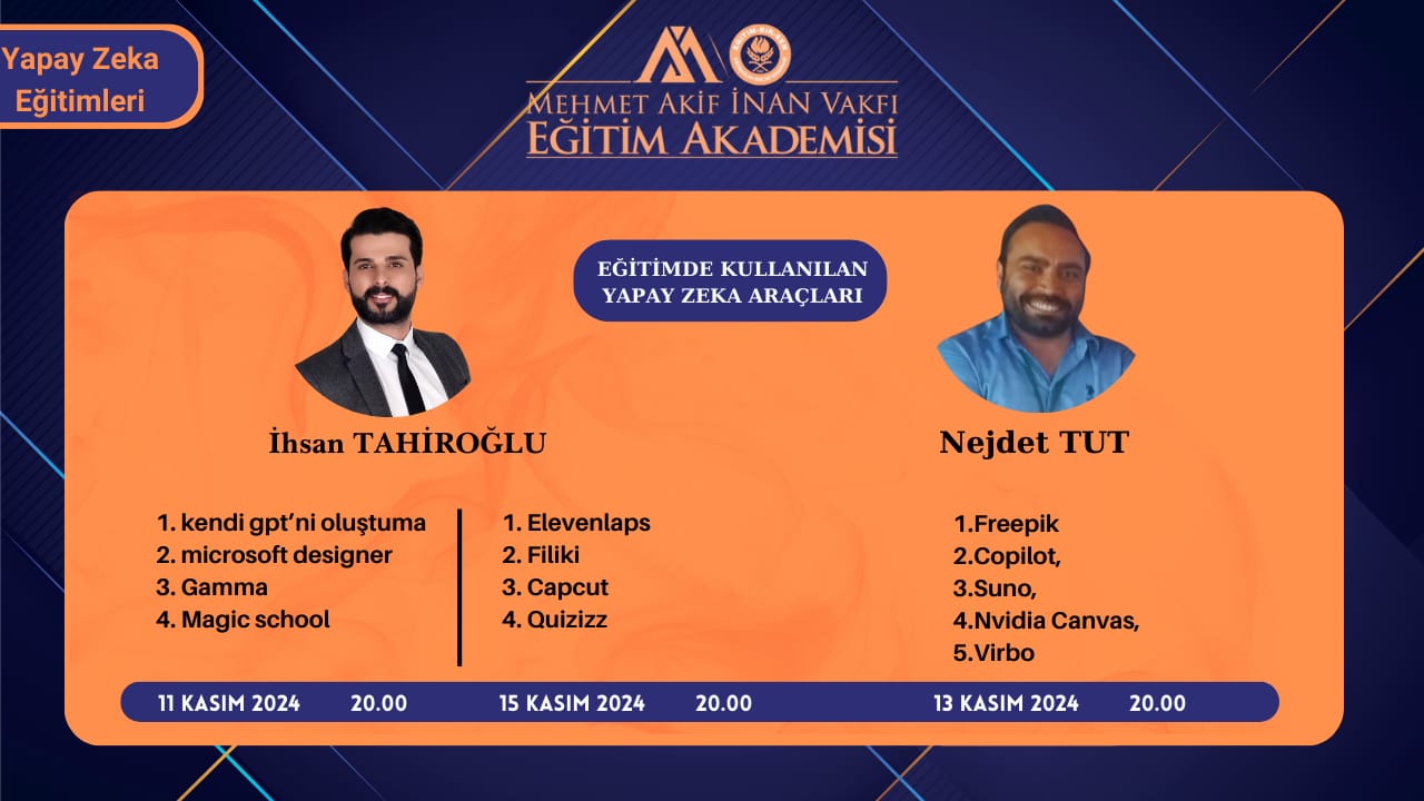 2024 KASIM YAPAY ZEKA EĞİTİMLERİ - DUYURU
