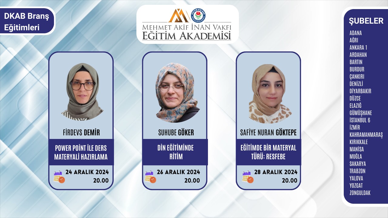 2024 ARALIK BRANŞ (DKAB) ÖĞRETMENLERİ) EĞİTİMİ