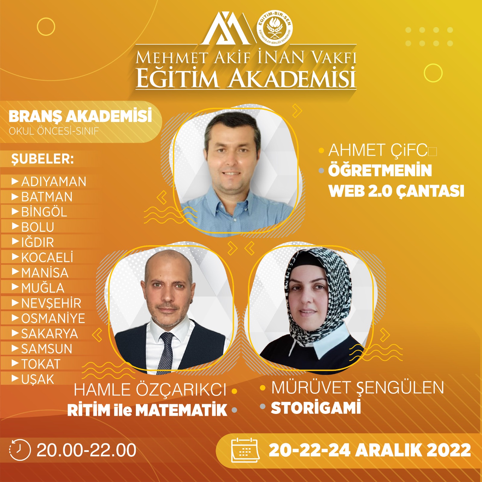 2022 ARALIK BRANŞ (OKUL ÖNCESİ-SINIF ÖĞRETMENLERİ) EĞİTİMİ (20-22-24)