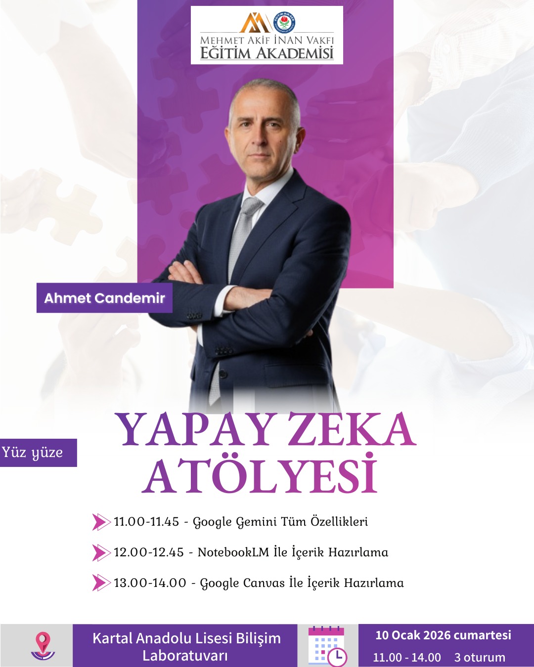 2026 OCAK KARTAL ANADOLU LİSESİ GOOGLE GEMİNİ, NOTEBOOKLM VE CANVAS İLE İÇERİK HAZIRLAMA ATÖLYESİ